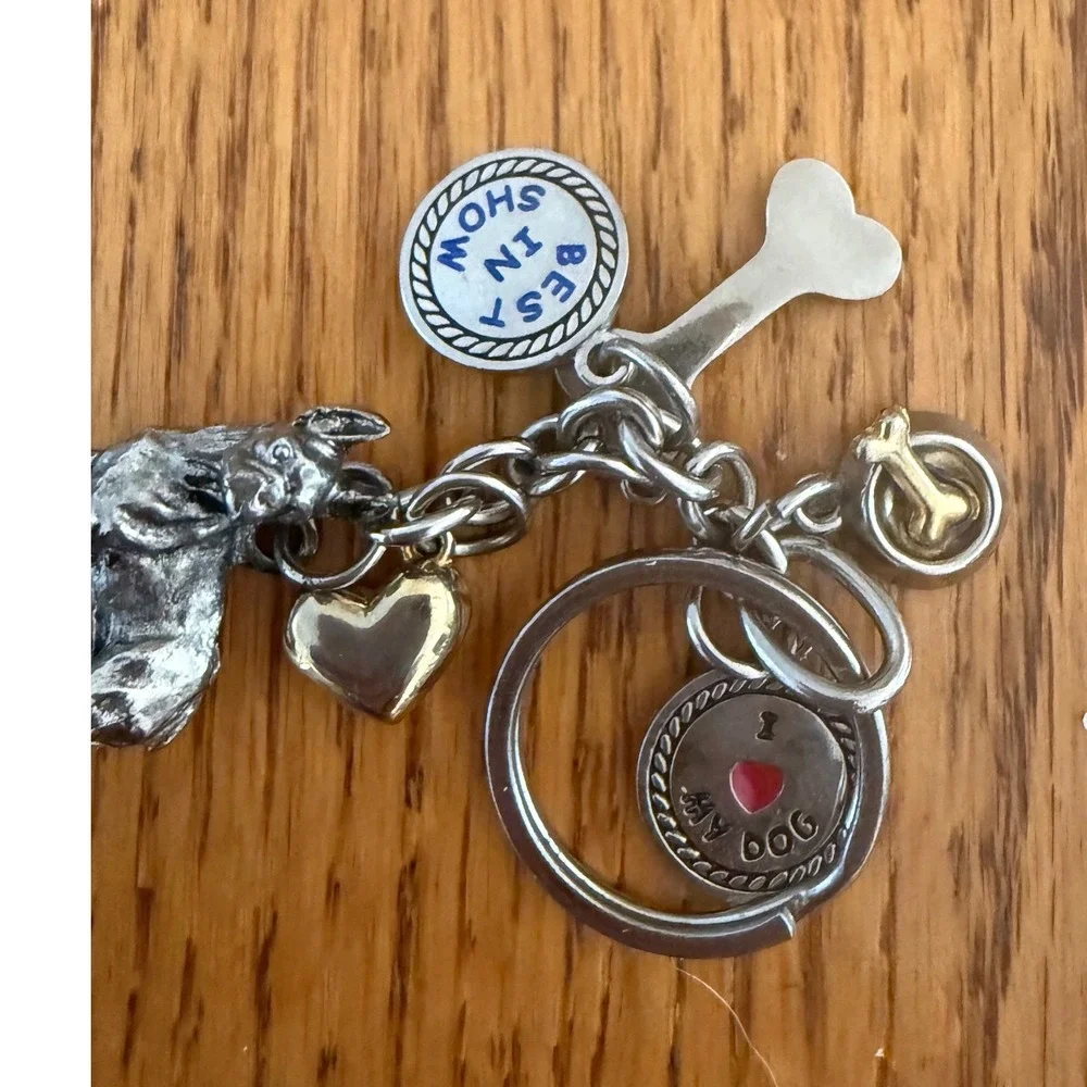Brighton Dog Charm Keychain Unisex OS Silver Gold Excellent Best In Show Multi